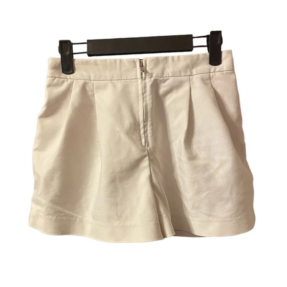 PHILLIP LIM WHITE ZIP FRONT PLEATED SHORTS